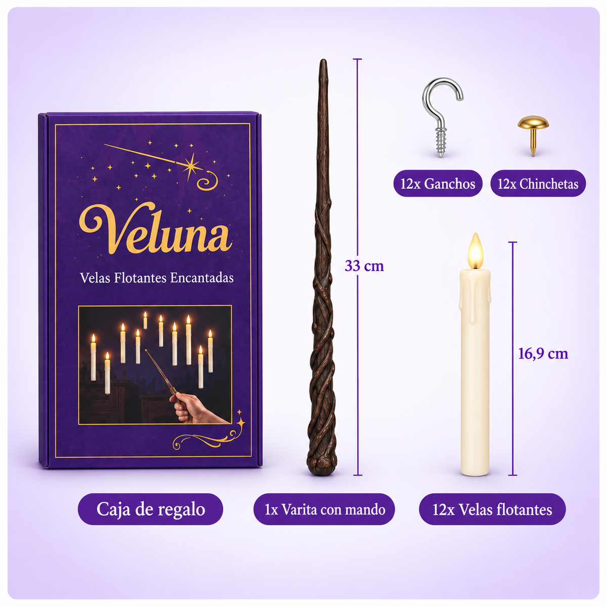 Veluna™ Velas Flotantes con Varita
